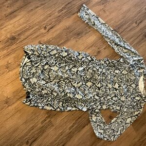 Michael Kors Black and White Snake-Print Long Sleeve Mini Dress